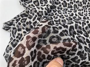 Fastvævet chiffon - grå med animal look